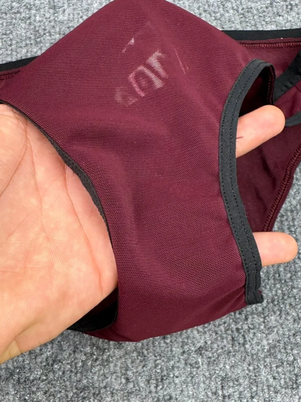 Victoria's Secret PINK Mesh Bikini Panties M/M Burgundy Extra Low Rise NWT